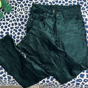 Free People Dark Green Velvet Pants